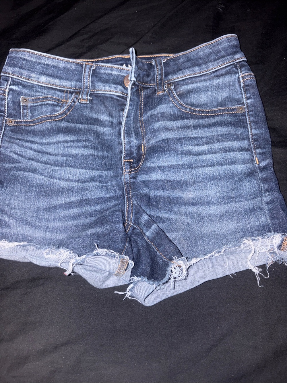 American Eagle Outfitters Dark Blue Distressed Denim Shorts